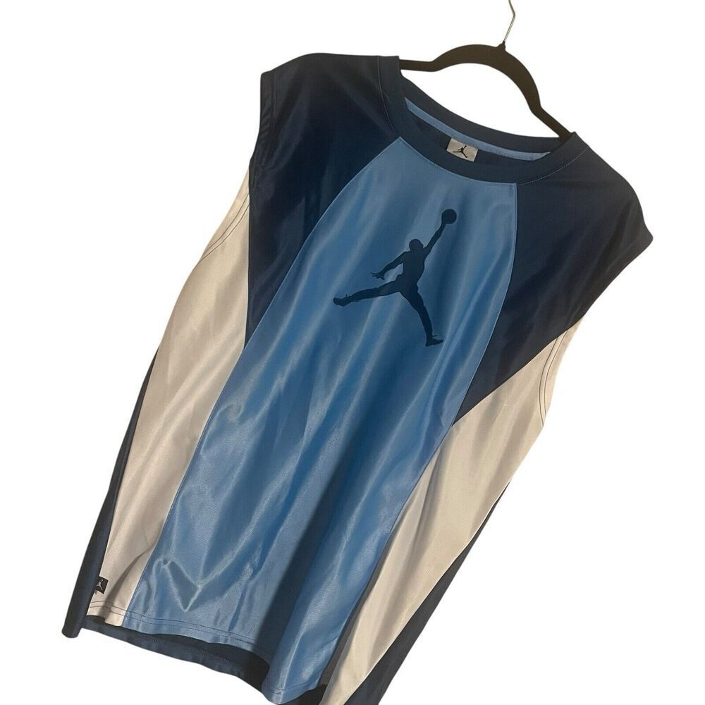 VINTAGE Nike Air Jordan Mens XL Blue Tank Shirt . 0239